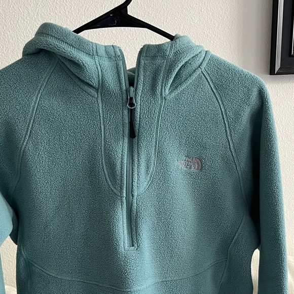 Teal Fleece Pull Over Quarter Zip North Face Jacket - Picture 3 of 4
